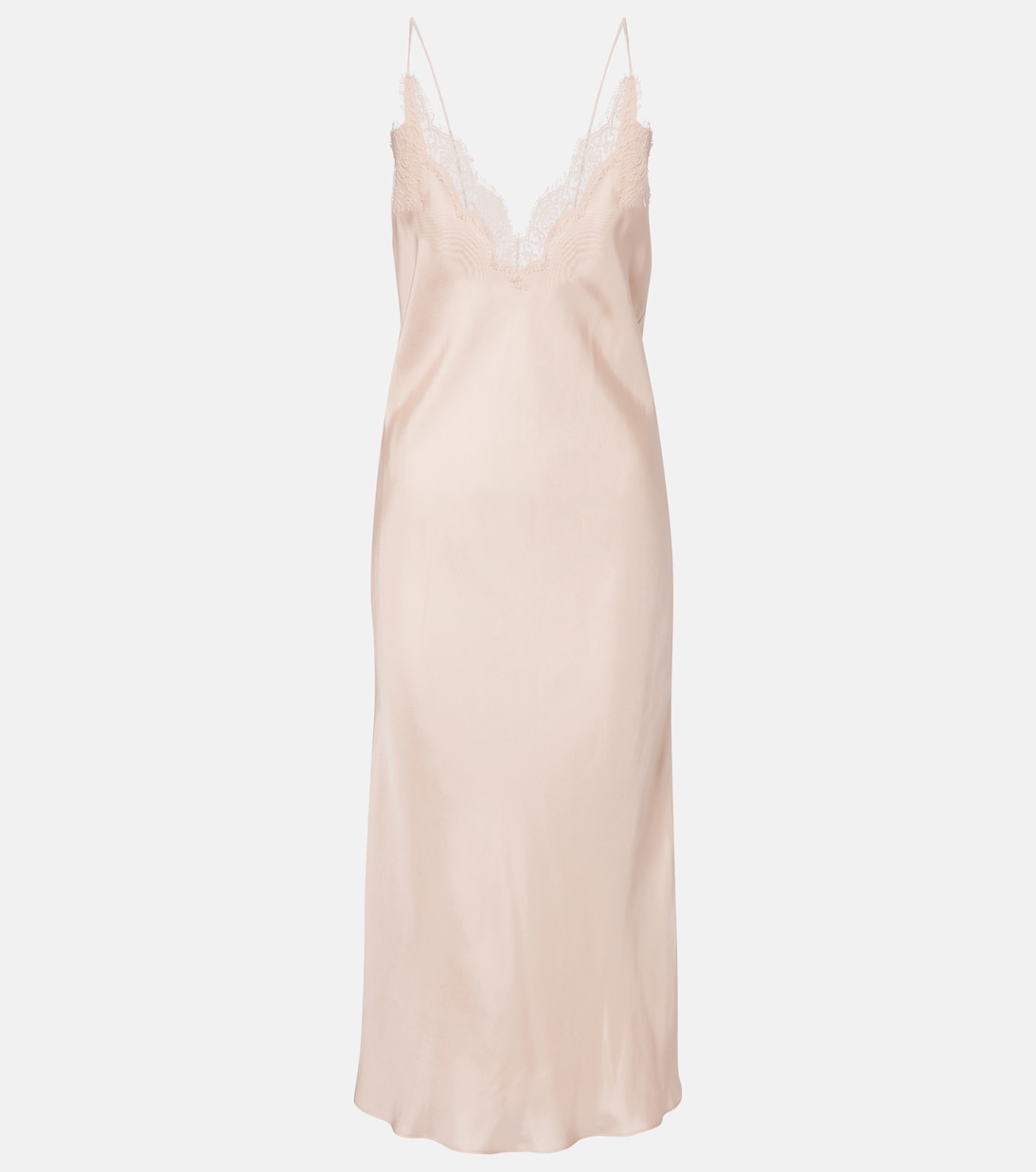 Lace-trimmed silk satin slip dress | Róhe