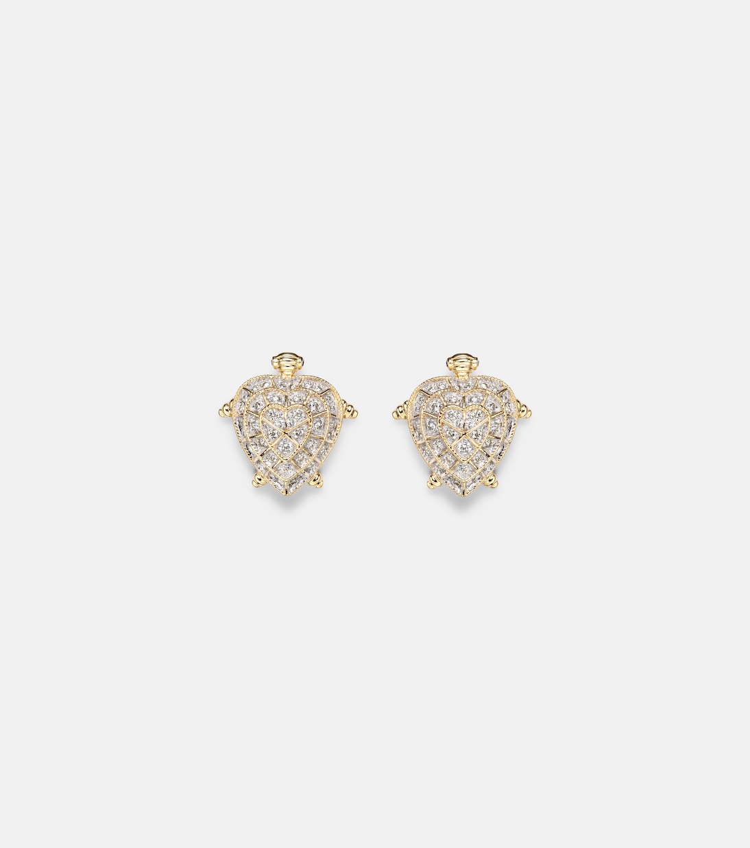 Tortue Coeur 9kt gold earrings with diamonds | Yvonne Léon