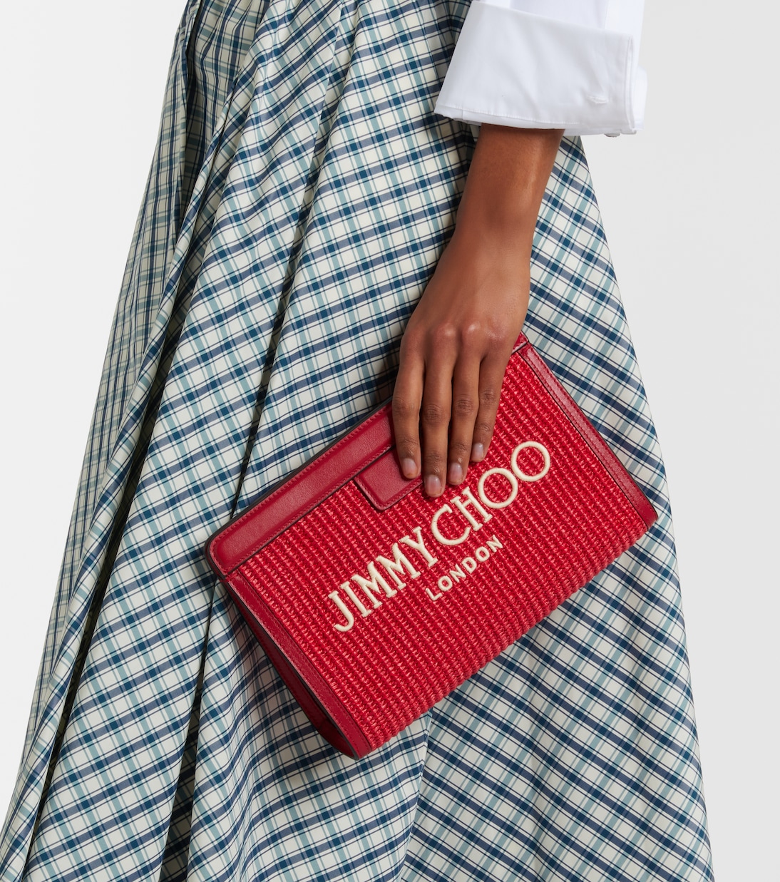 Clutch Avenue Small aus Raffiabast mit Leder | Jimmy Choo