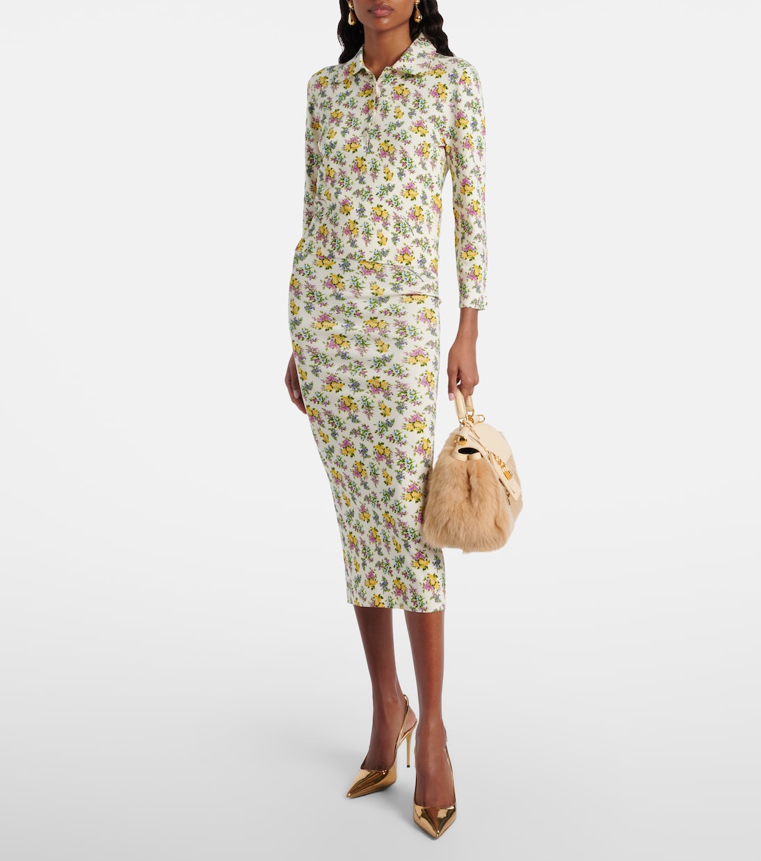 Borsa a mano Sicily Large in pelle e shearling | Dolce&Gabbana