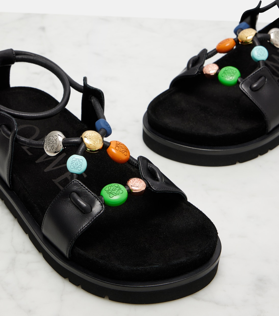 Paula's Ibiza Pebble Beads leather sandals | Loewe
