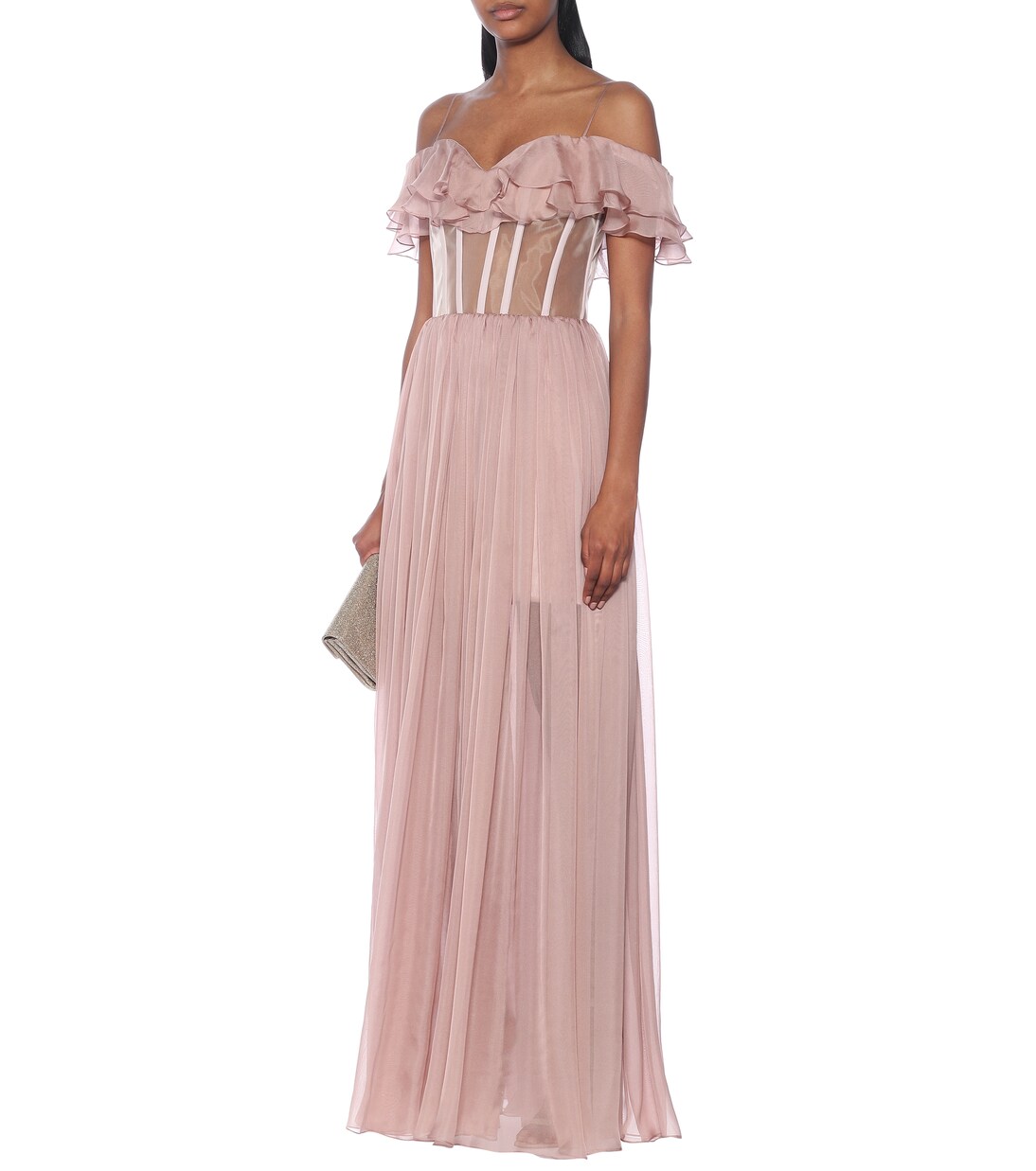 Off-Shoulder-Robe aus Seide | Rasario