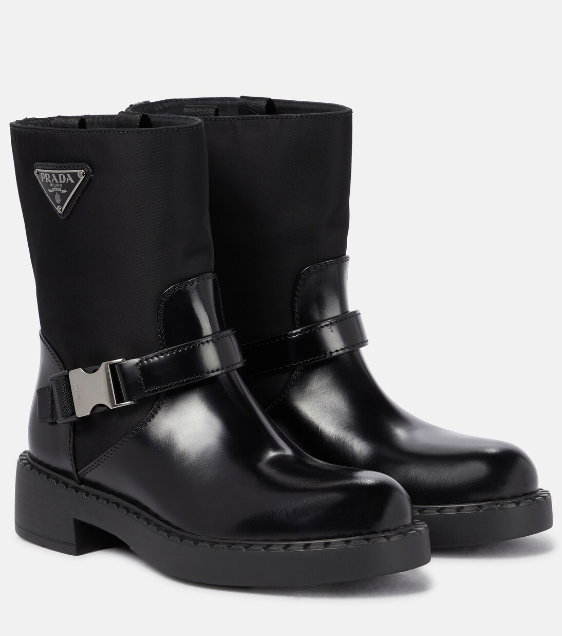 Re-Nylon and leather ankle boots | Prada