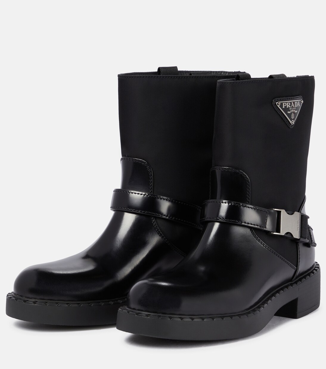 Re-Nylon and leather ankle boots | Prada