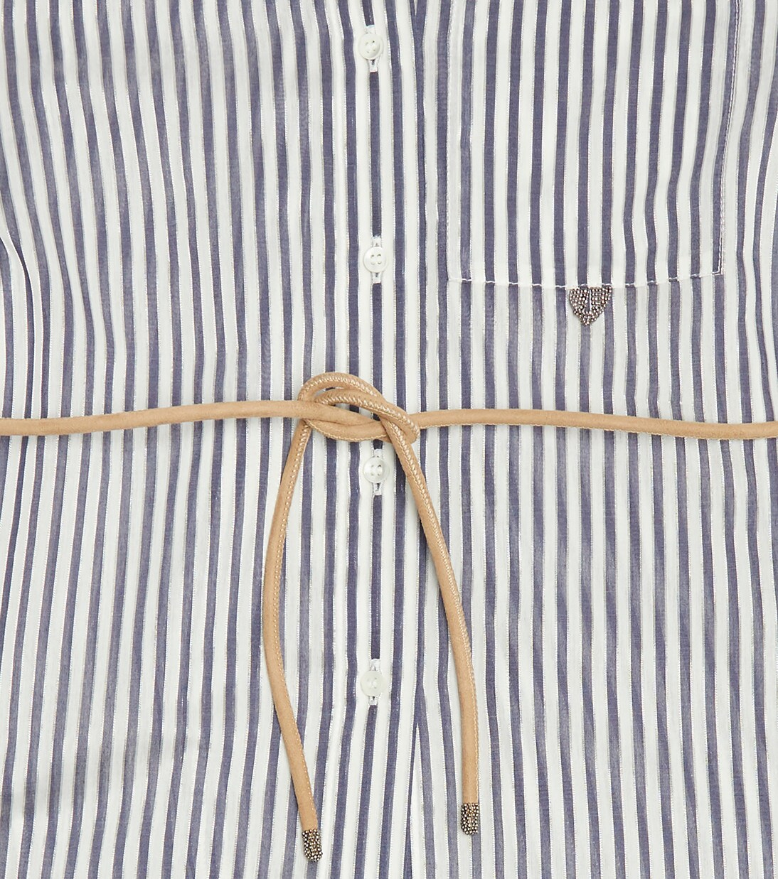 Cotton and silk-blend striped shirt | Brunello Cucinelli Kids