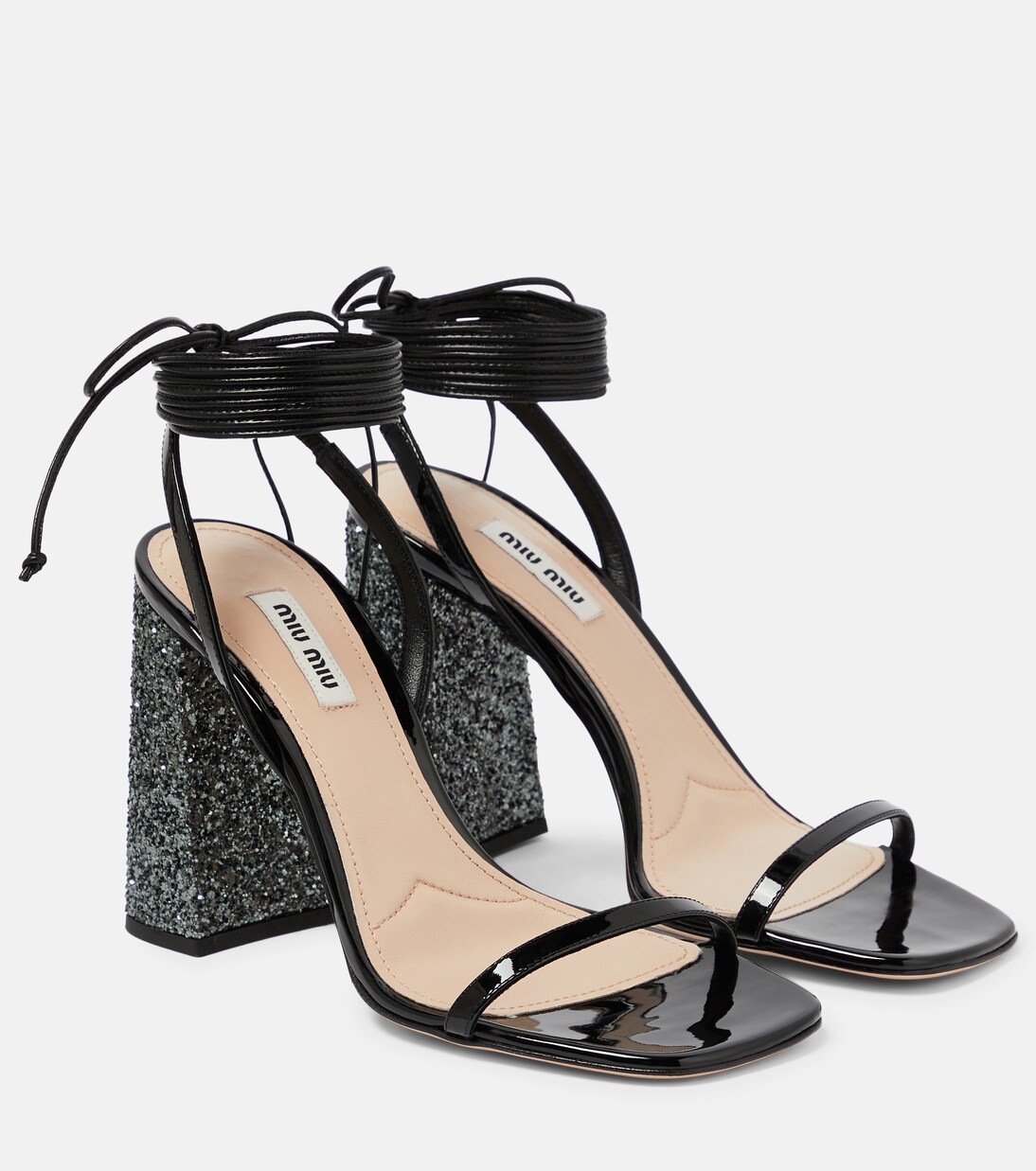 Glitter and patent leather sandals | Miu Miu