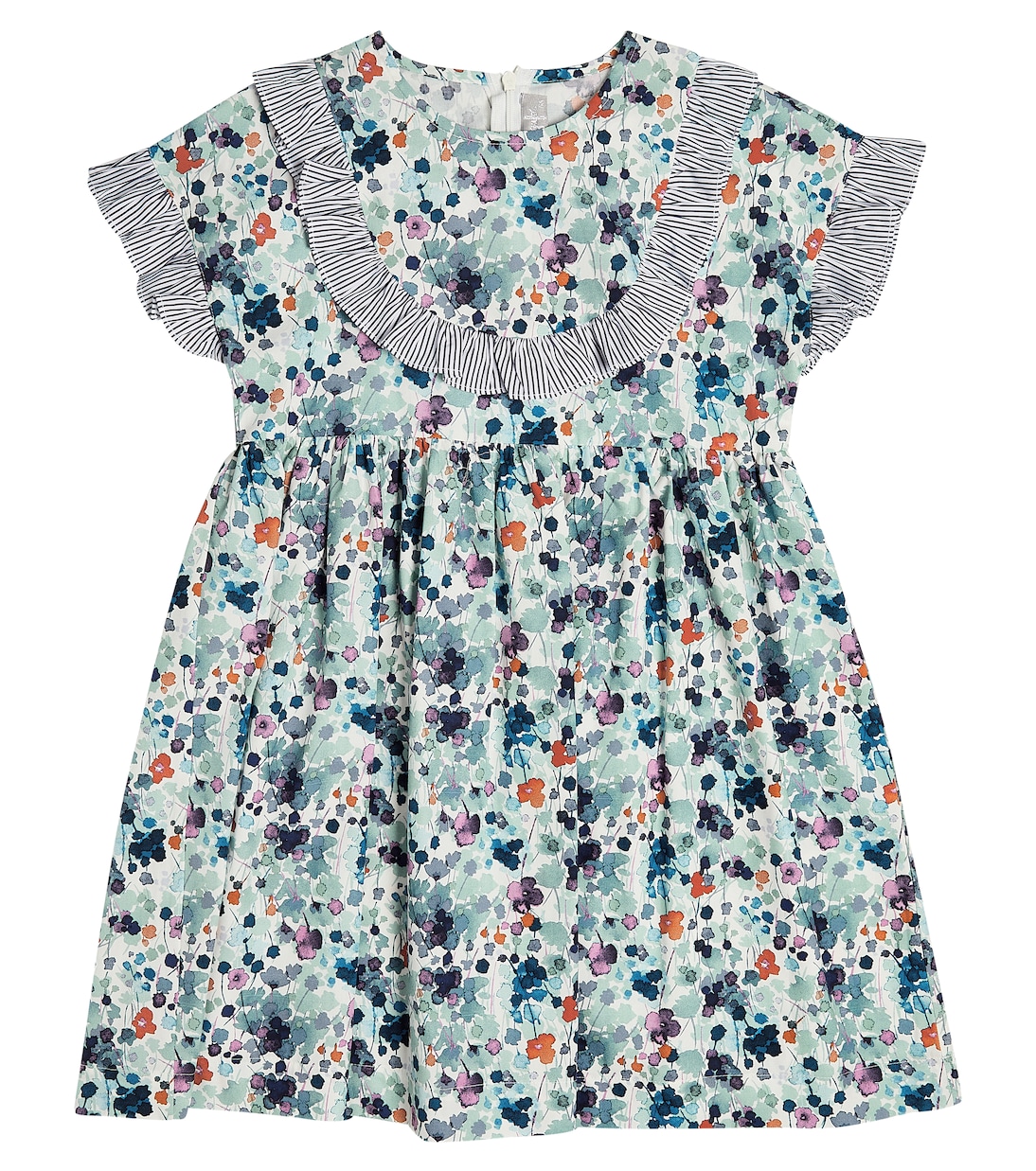 Ruffle-trimmed floral cotton poplin dress | Il Gufo
