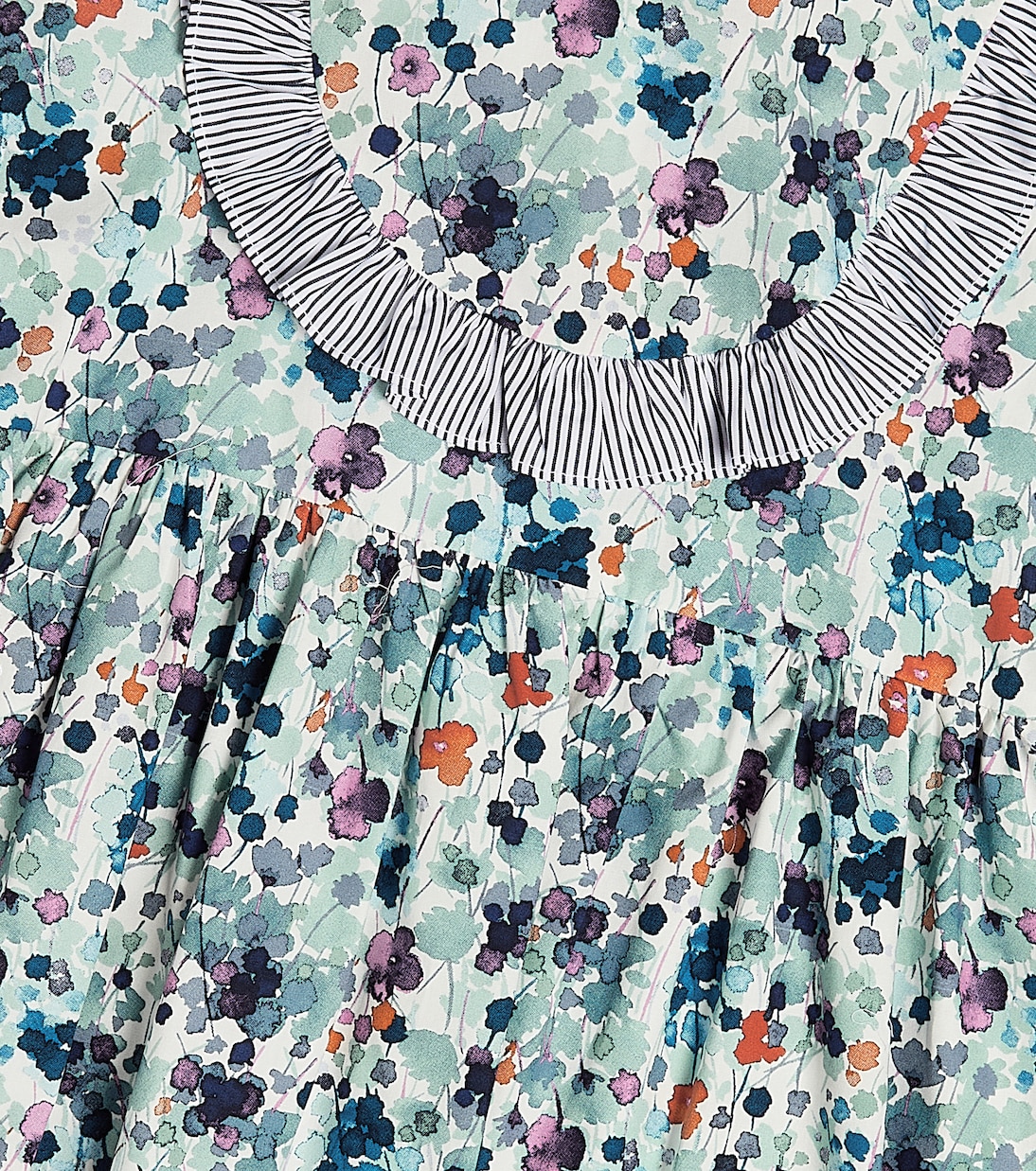 Ruffle-trimmed floral cotton poplin dress | Il Gufo