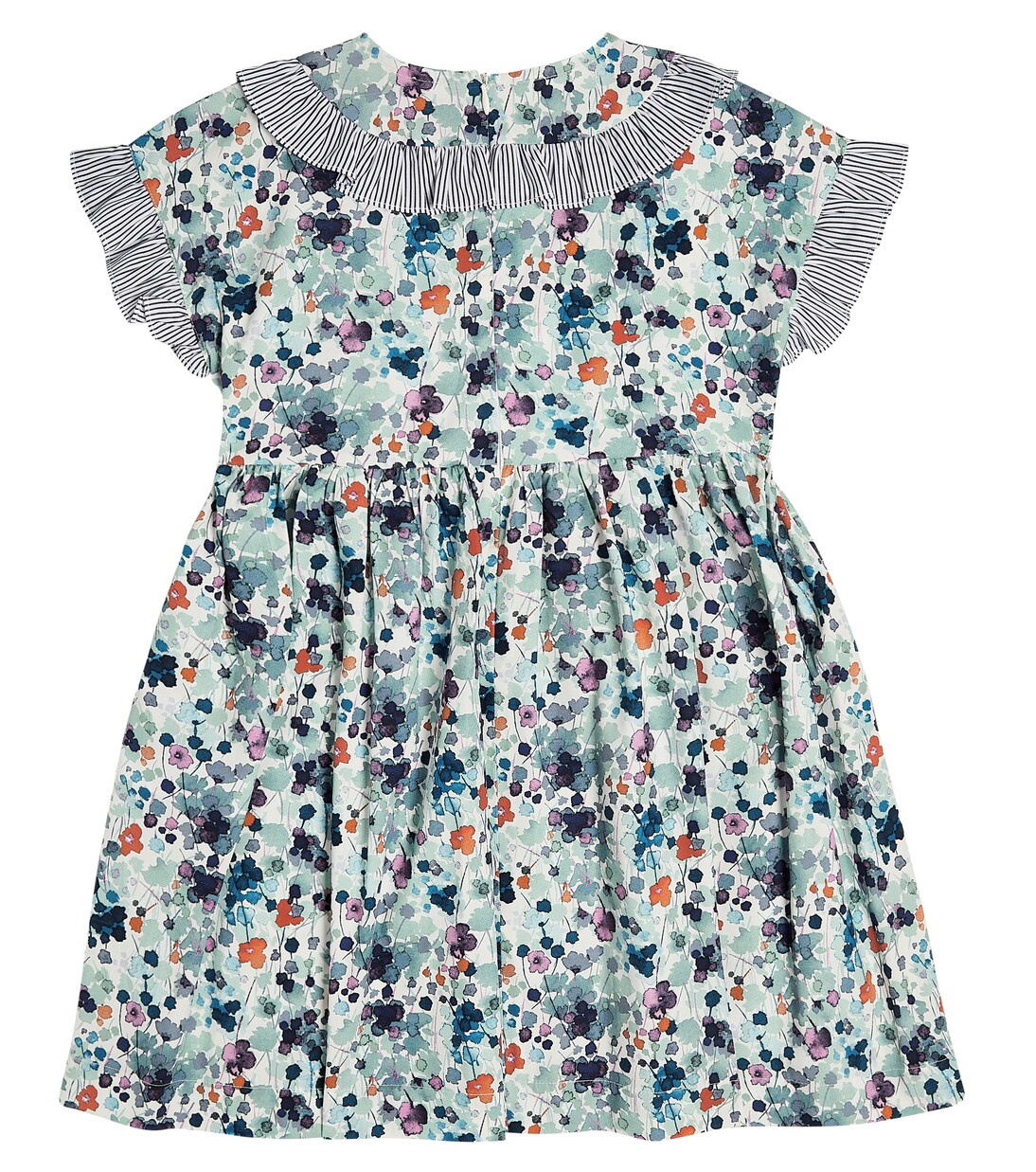 Ruffle-trimmed floral cotton poplin dress | Il Gufo