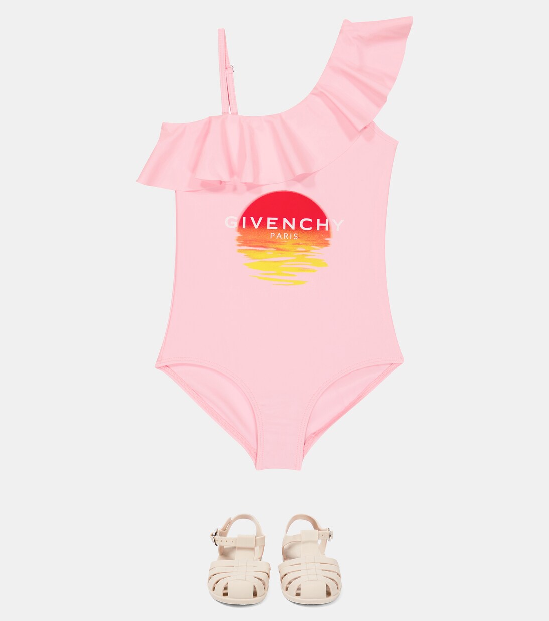 Asymmetric ruffled swimsuit | Givenchy Kids