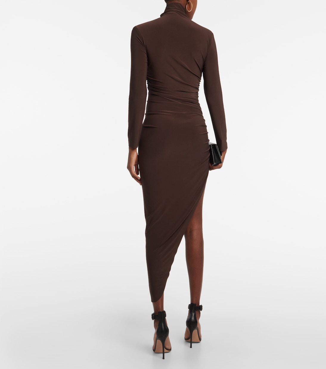 Robe midi asymétrique à col roulé | Norma Kamali