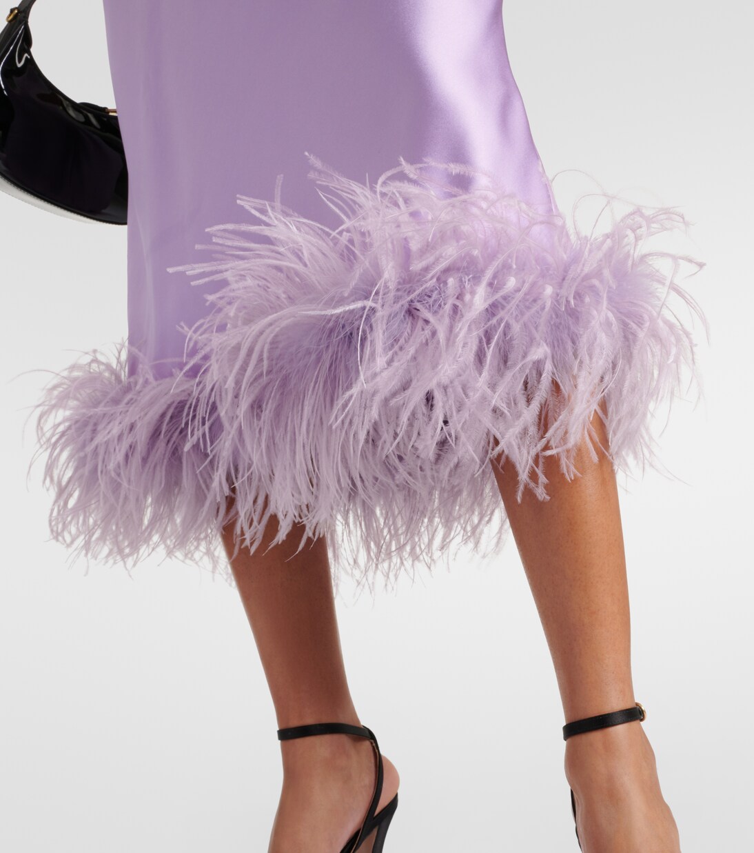 Midirock aus Satin mit Federn | Miu Miu