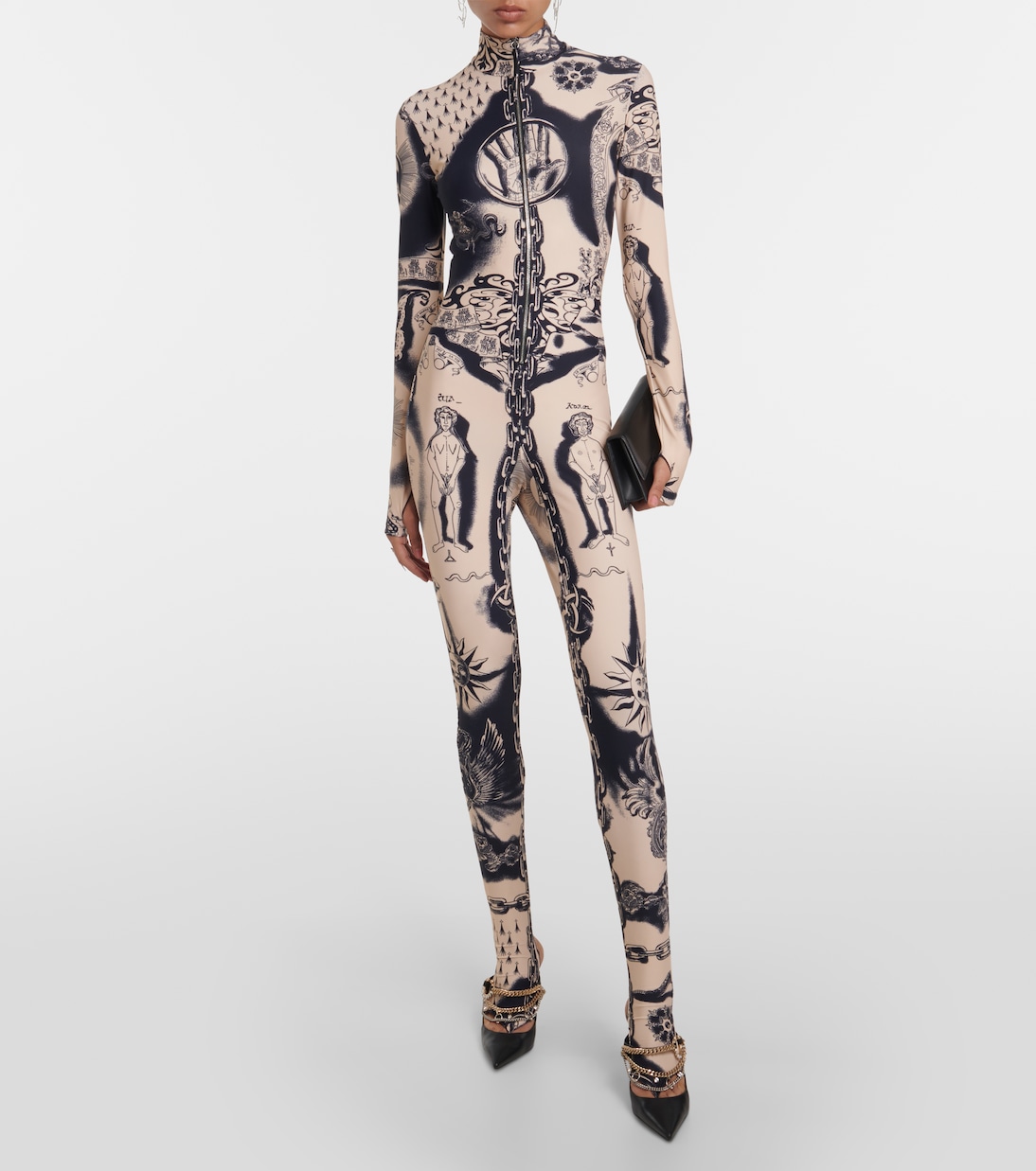Jumpsuit Heraldique in jersey con stampa | Jean Paul Gaultier