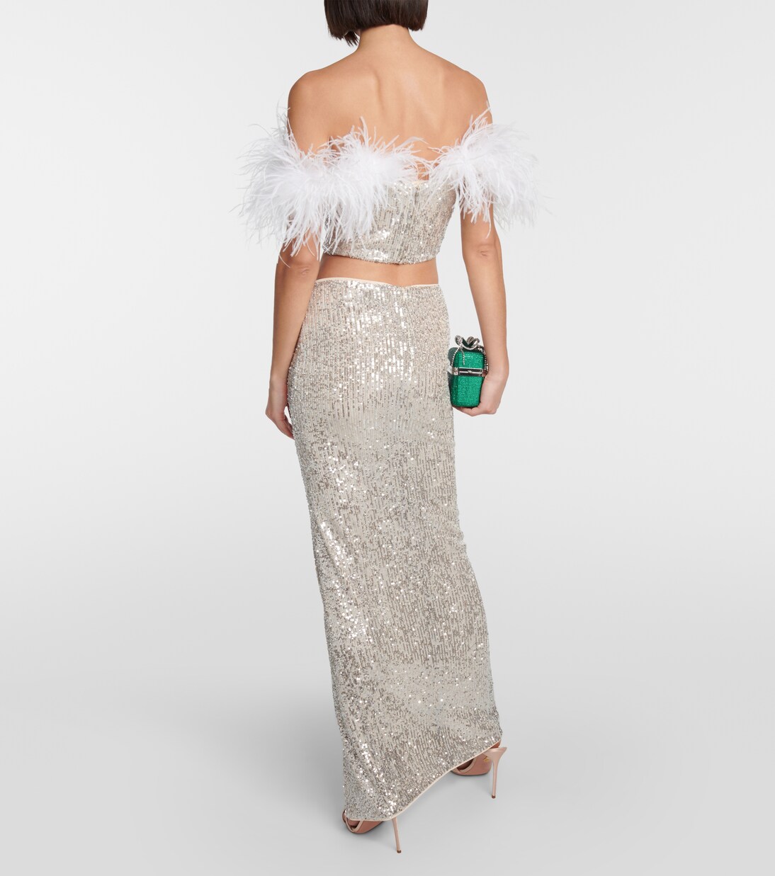 High-Rise-Maxirock mit Pailletten | Self-Portrait