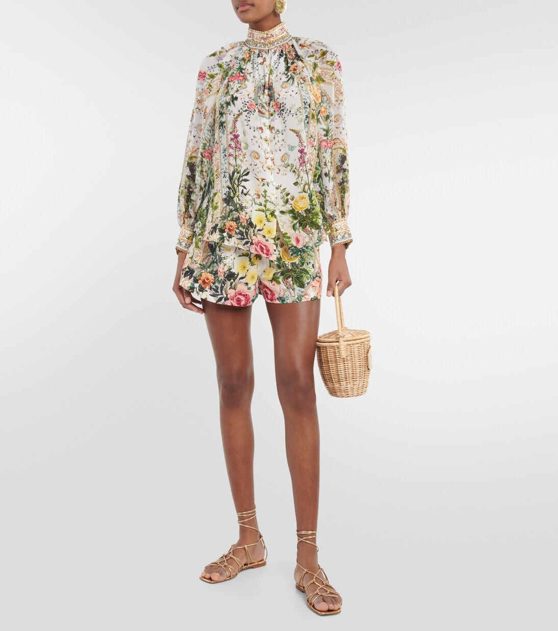 Blouse en crêpe de soie à fleurs | Camilla