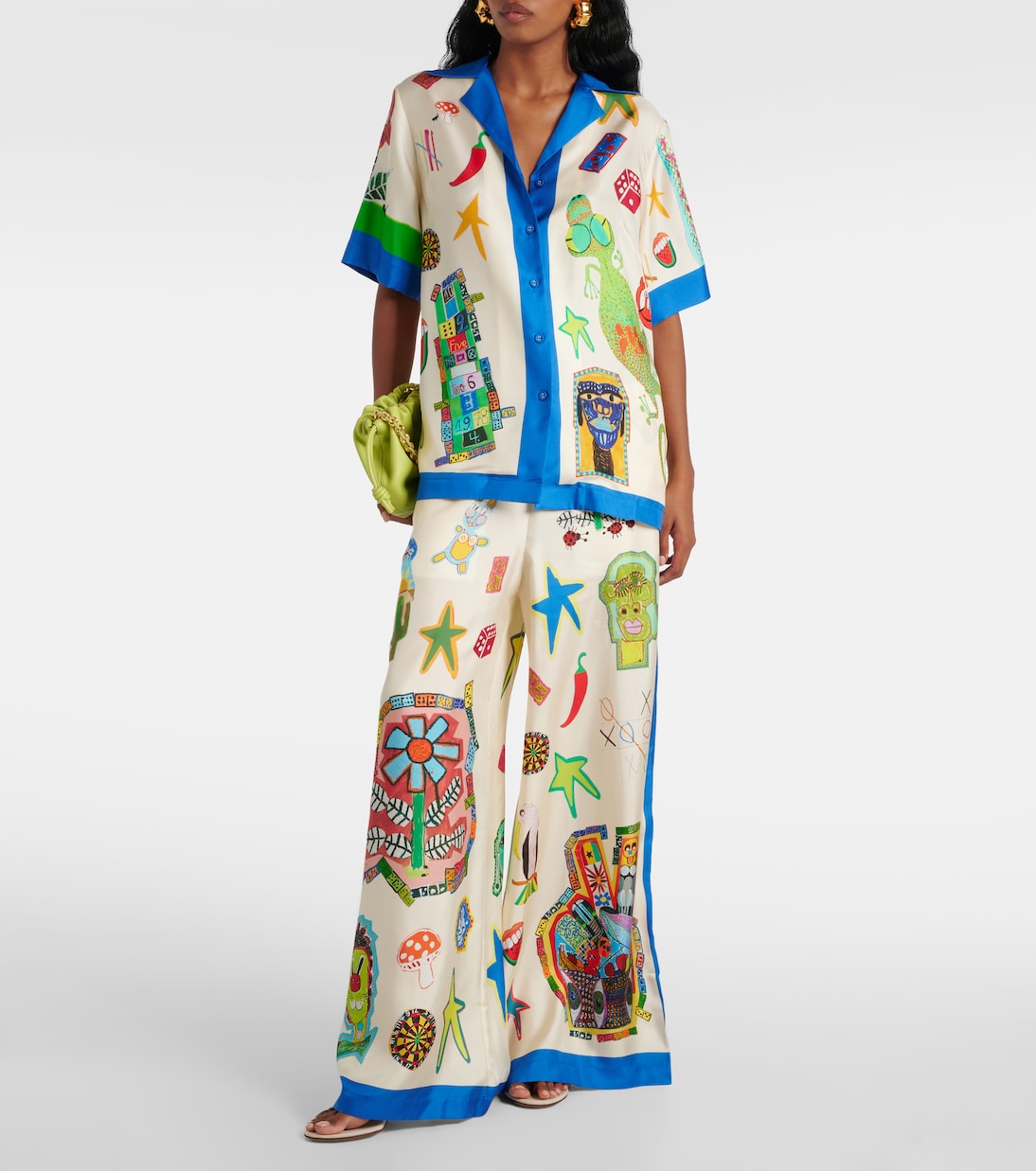 Pantalon ample Rollers imprimé en soie | Alémais