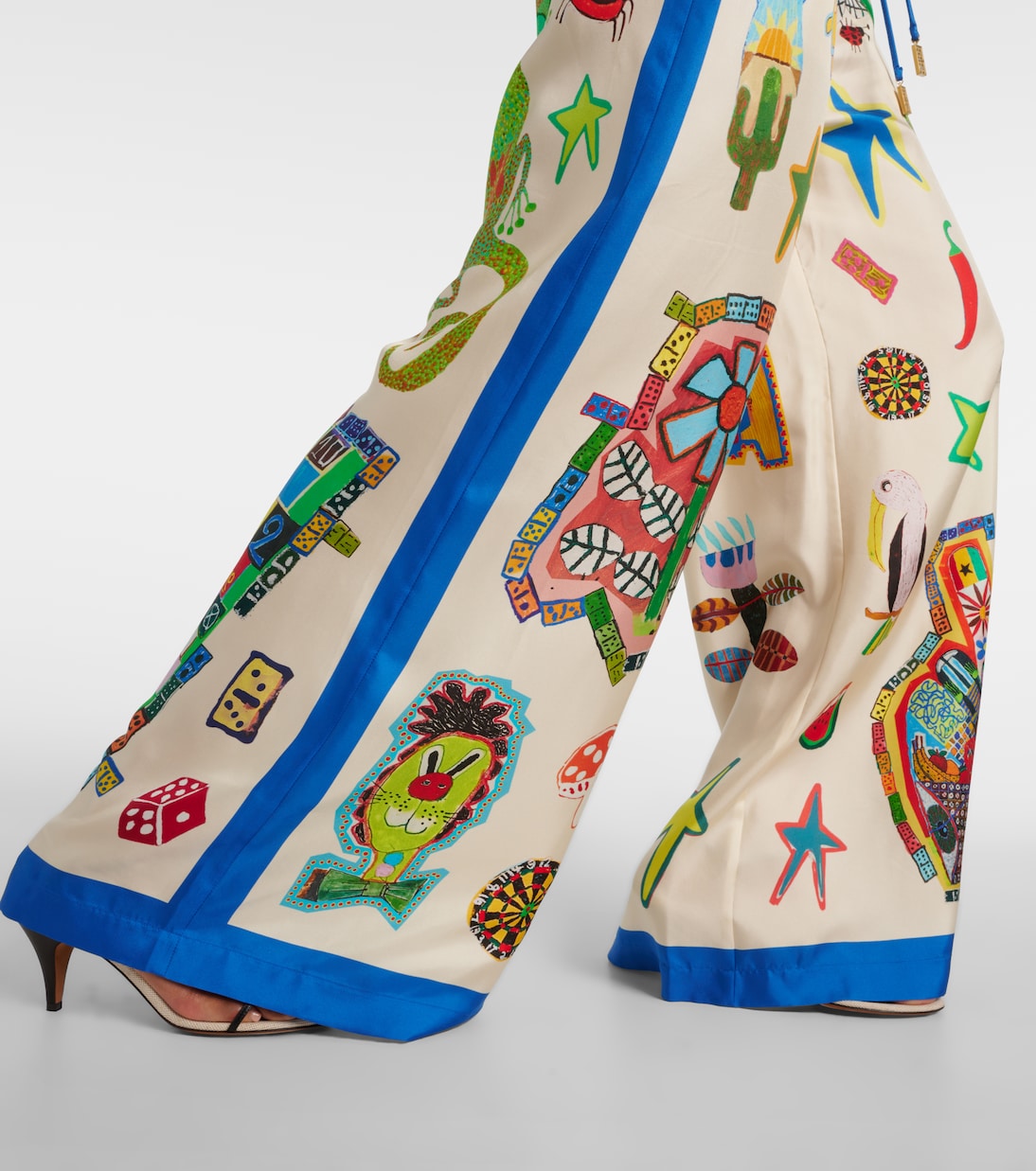 Pantalon ample Rollers imprimé en soie | Alémais