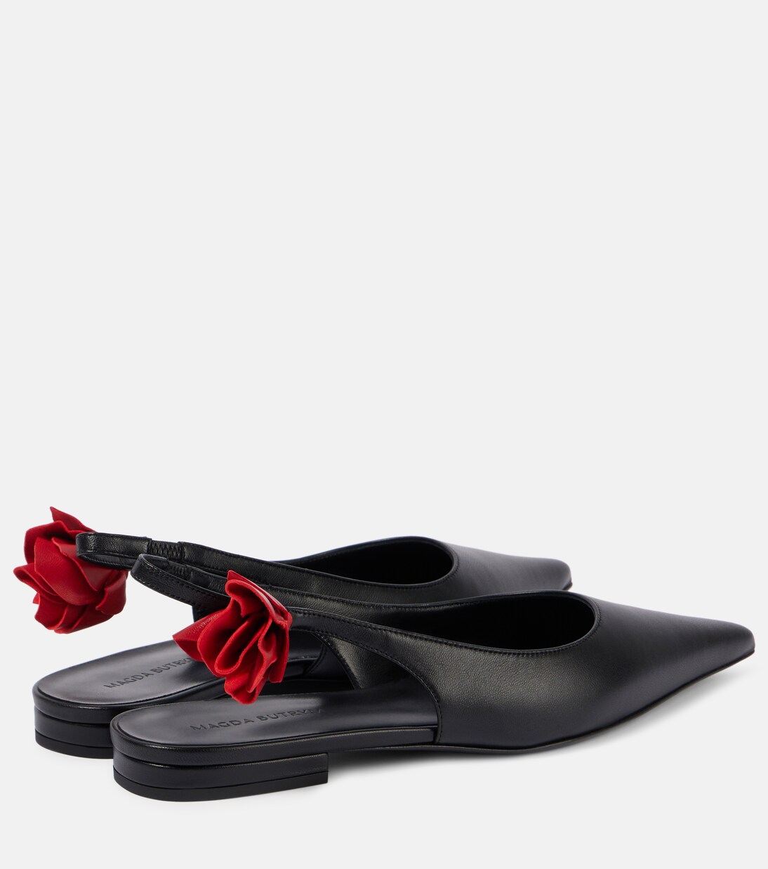 Floral-appliqué leather slingback flats | Magda Butrym