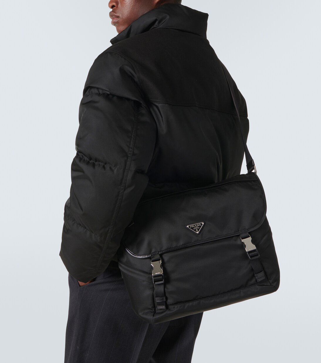 Messenger Bag aus Re-Nylon mit Leder | Prada