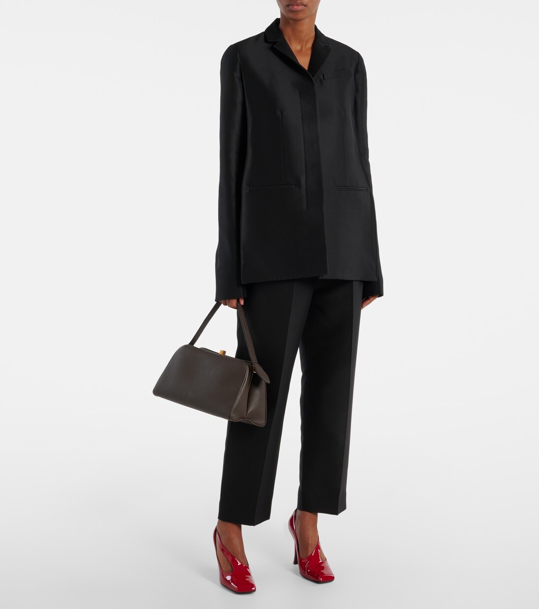 Pantalones rectos Cam de lana y faya de seda | Khaite