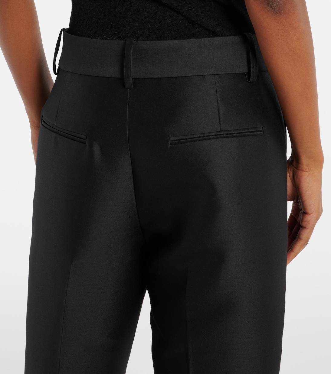 Pantalones rectos Cam de lana y faya de seda | Khaite