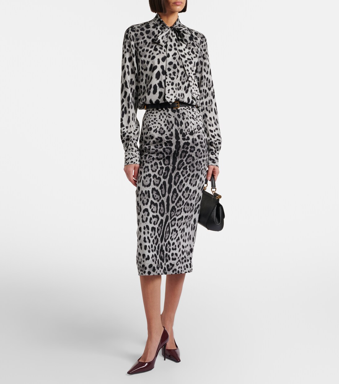 Camicia in misto seta con stampa leopardata | Dolce&Gabbana