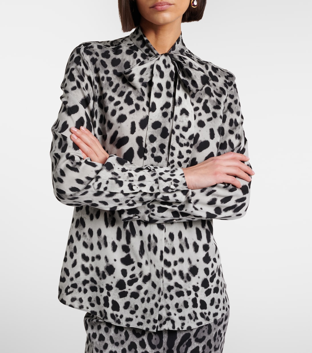 Camicia in misto seta con stampa leopardata | Dolce&Gabbana