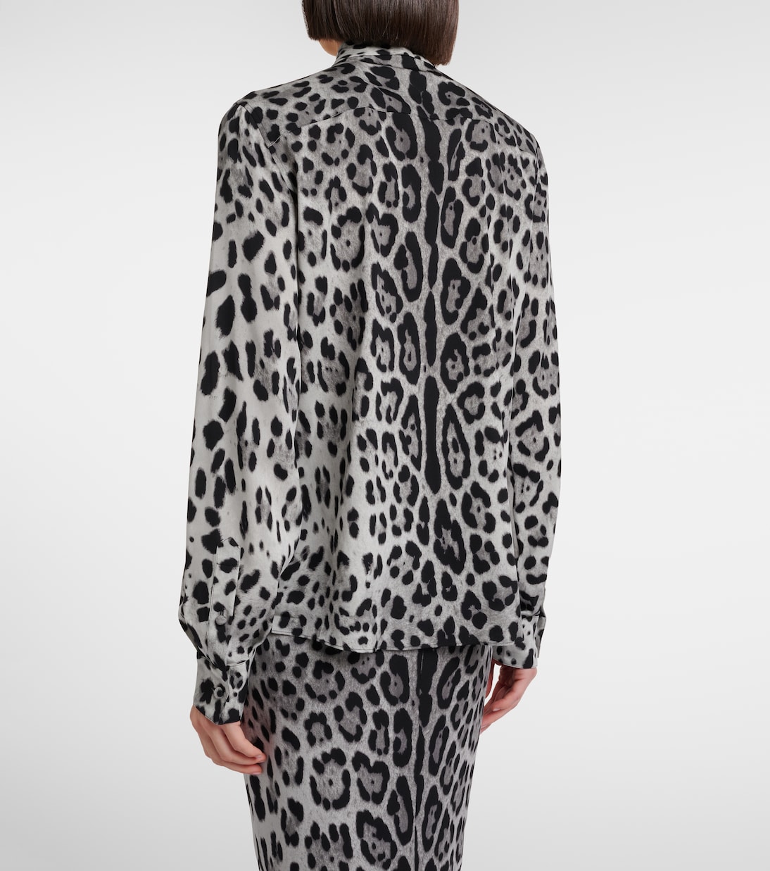 Camicia in misto seta con stampa leopardata | Dolce&Gabbana