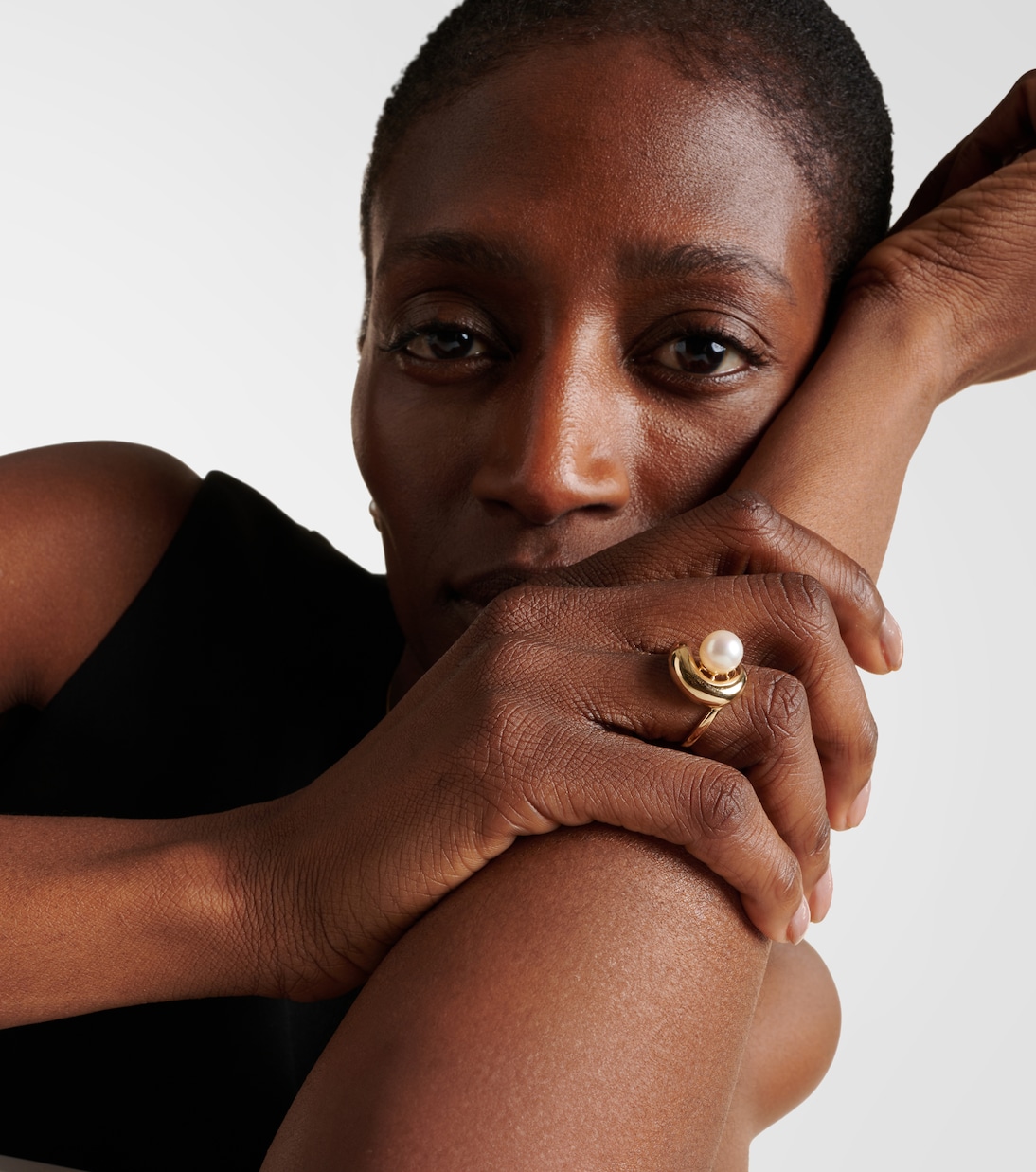 خاتم من الذهب 14 قيراط ولؤلؤ المياه العذبة Pearl Curl | Mateo