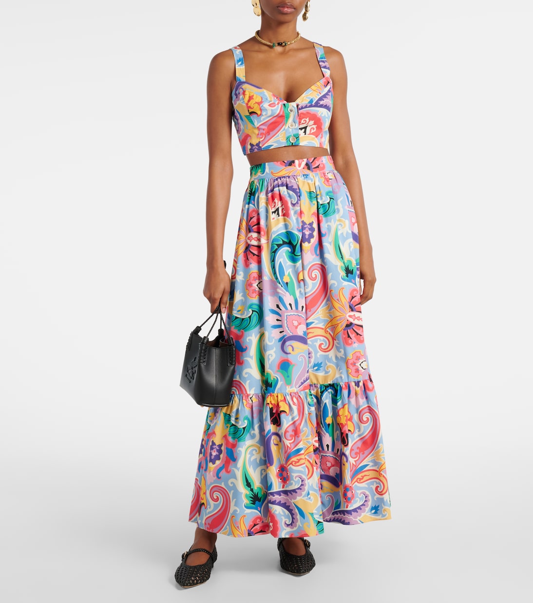 Printed cotton crop top | Etro