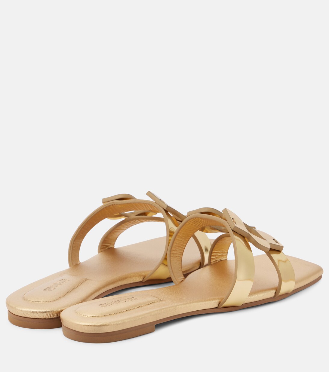 Logo metallic leather slides | Simkhai
