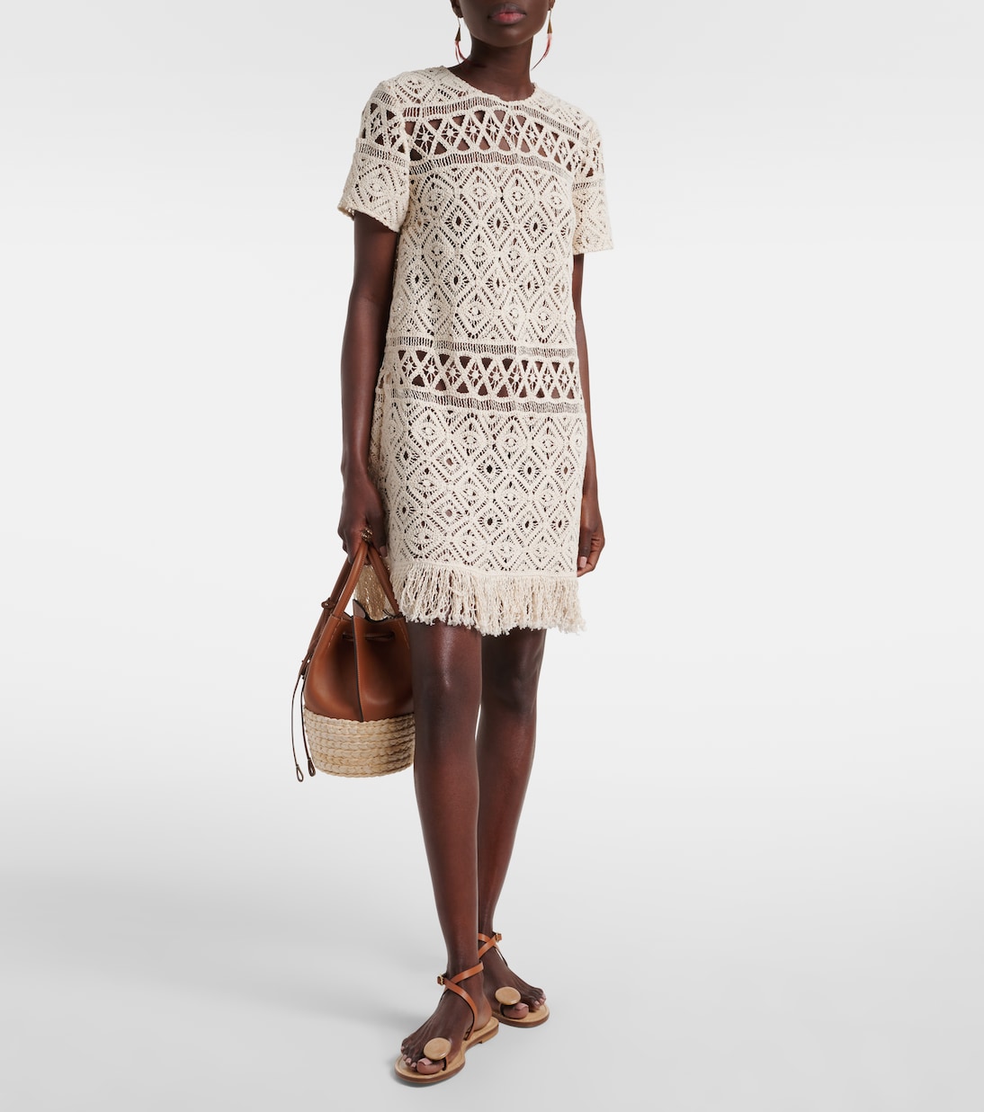 Abito corto Lacey in cotone macramé | La DoubleJ