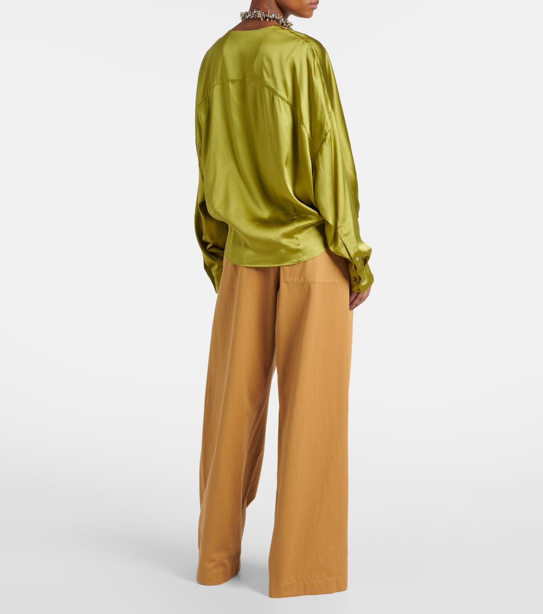 Draped silk-blend satin blouse | Dries Van Noten