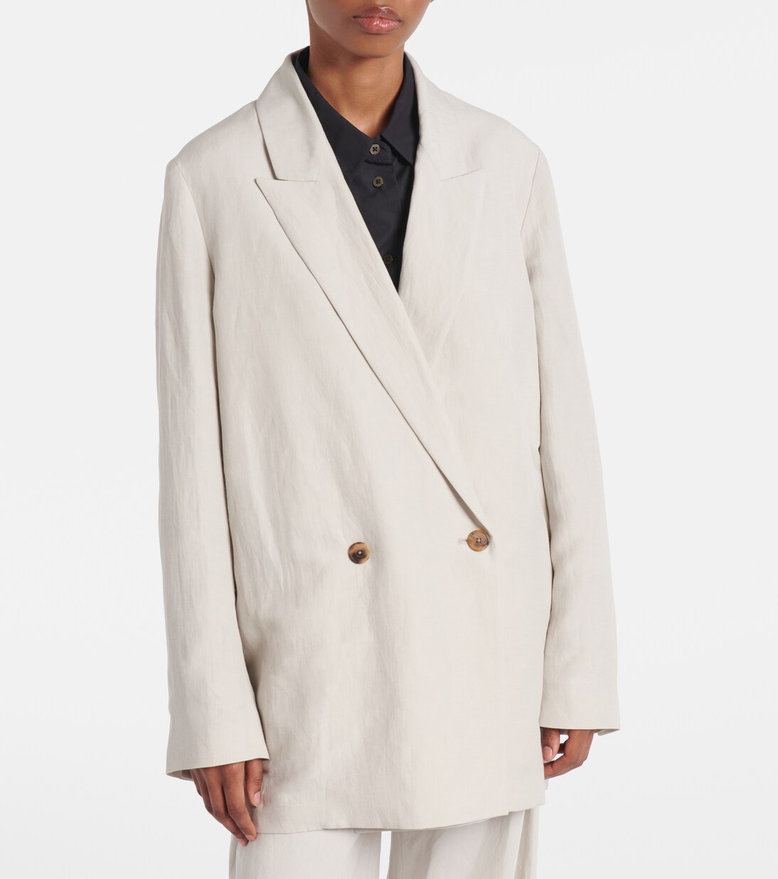 Nat double-breasted silk and linen blazer | The Row