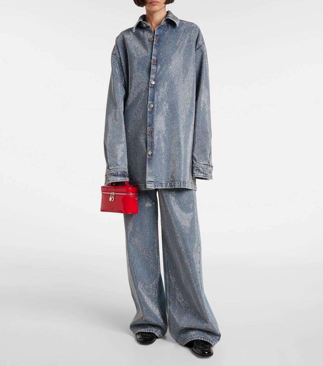 Jeans anchos con cristales | Stella McCartney