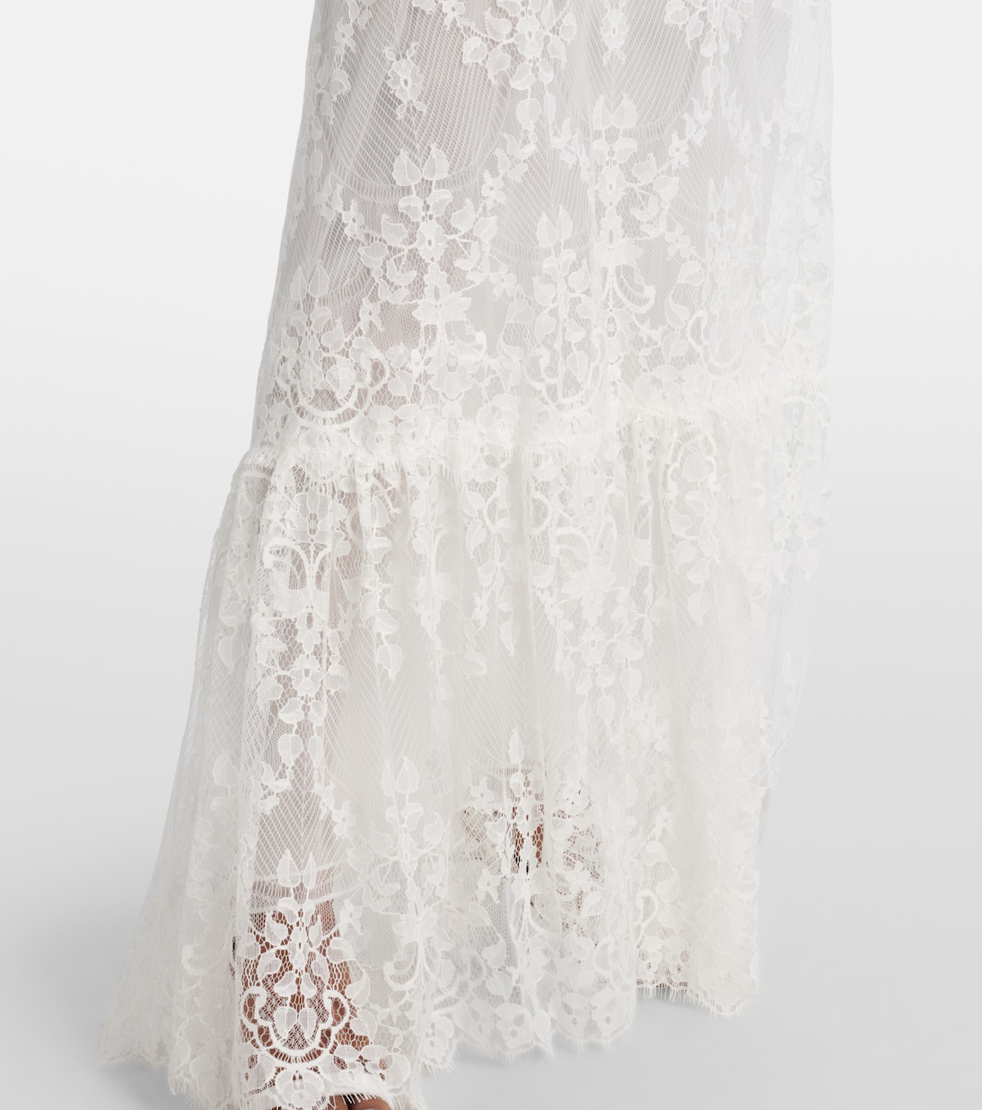 Abito lungo in pizzo di misto cotone | Elie Saab