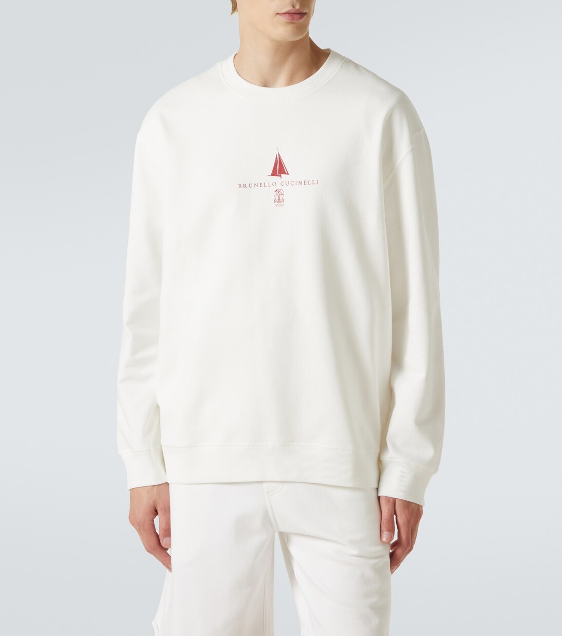Logo cotton-blend jersey sweatshirt | Brunello Cucinelli