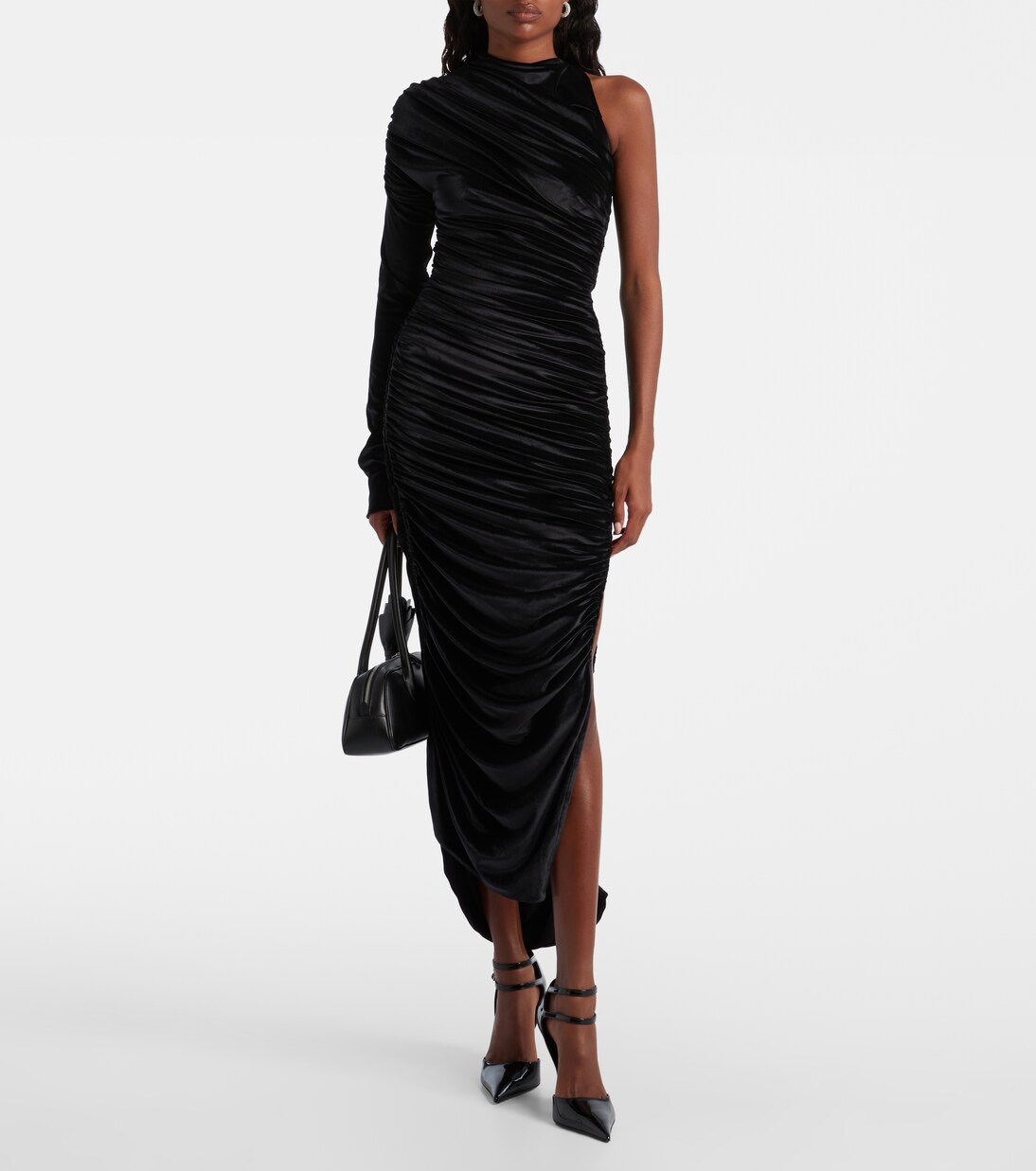 Robe longue asymétrique en velours | Mugler