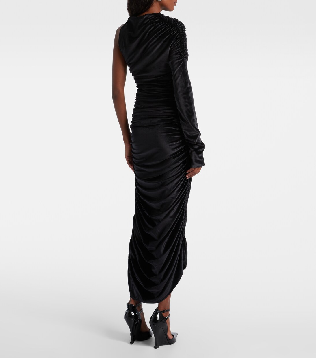 Robe longue asymétrique en velours | Mugler