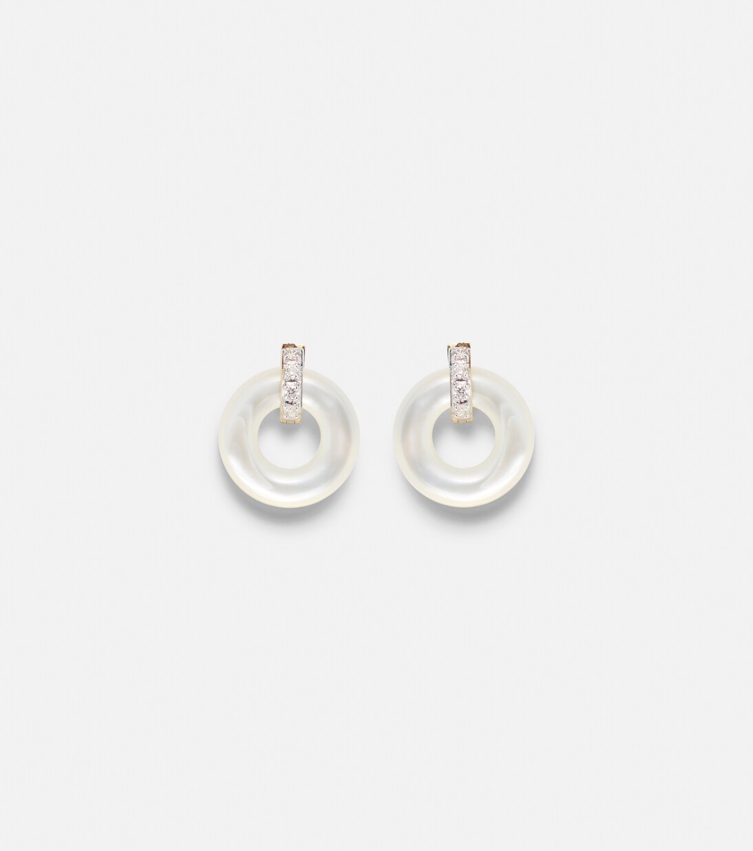 14kt gold earrings with mother-of-pearl and diamonds | Mateo