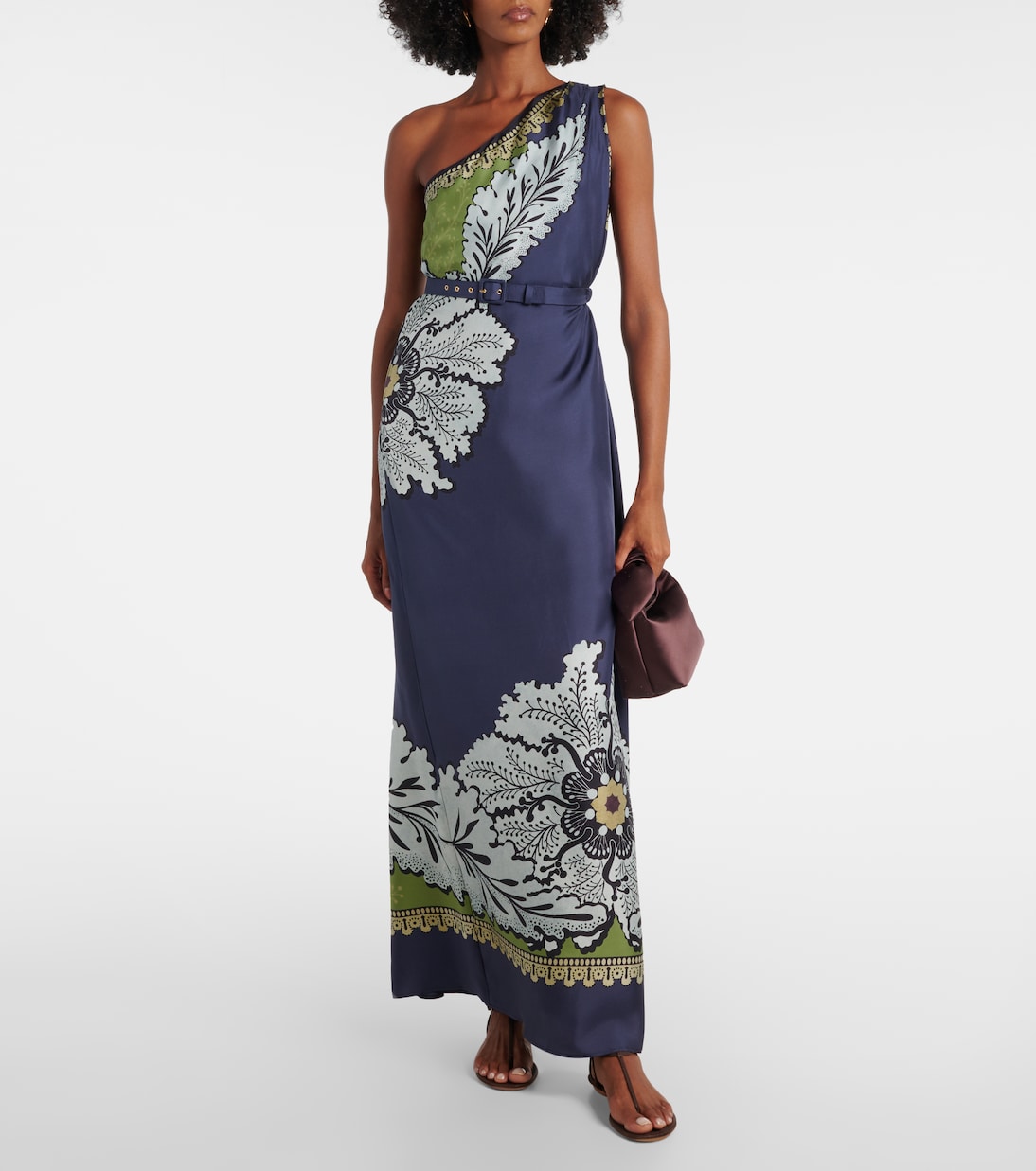 Roy floral one-shoulder silk maxi dress | La DoubleJ