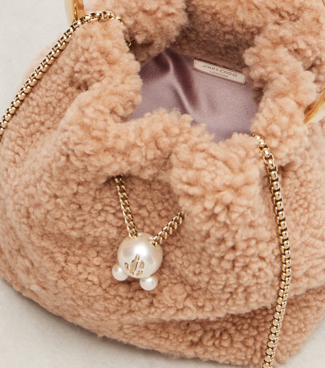 Bon Bon Small shearling bucket bag | Jimmy Choo