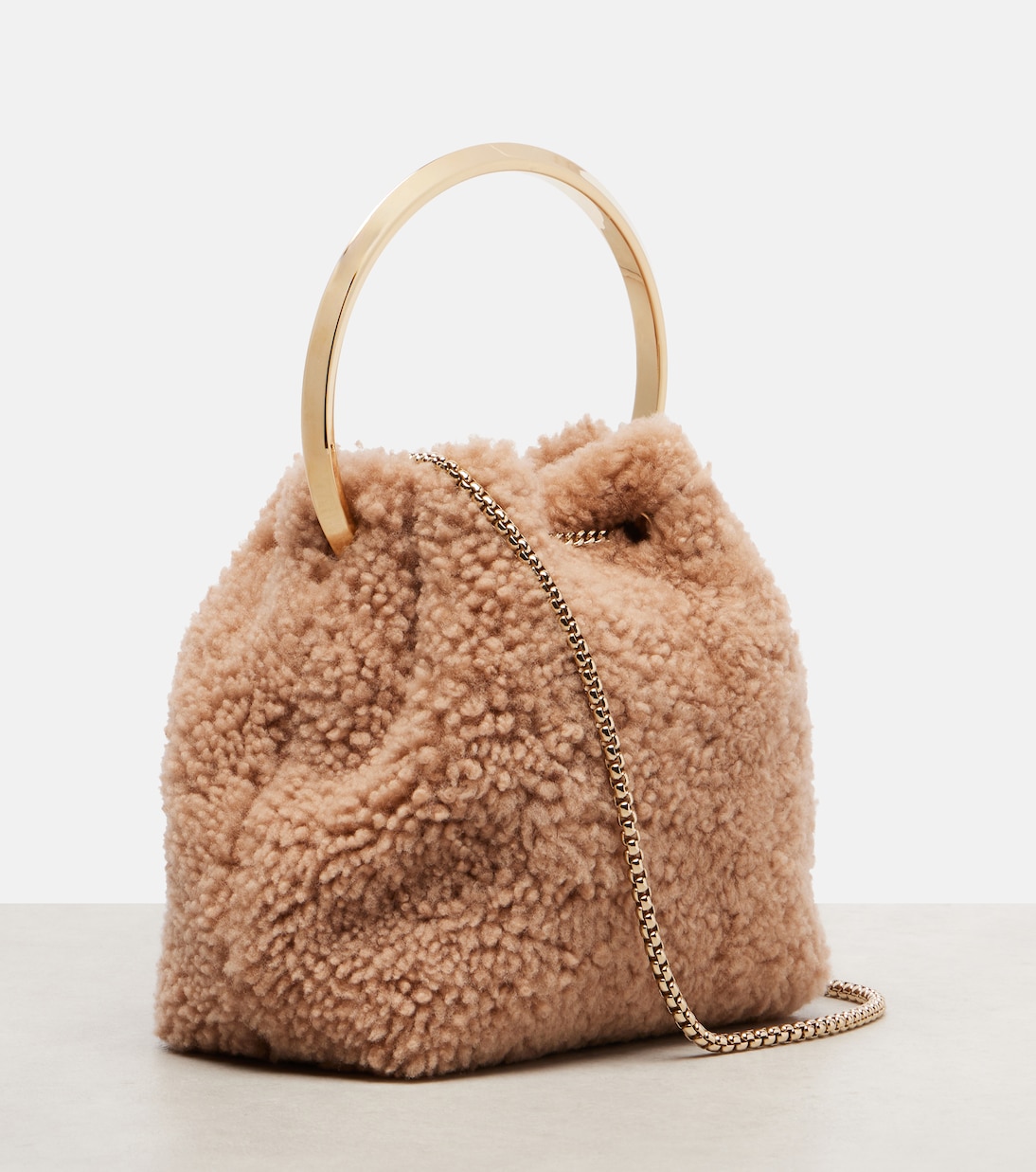 Bon Bon Small shearling bucket bag | Jimmy Choo