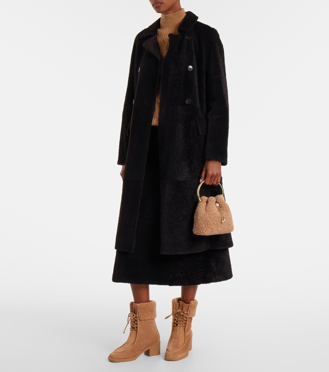 Bon Bon Small shearling bucket bag | Jimmy Choo