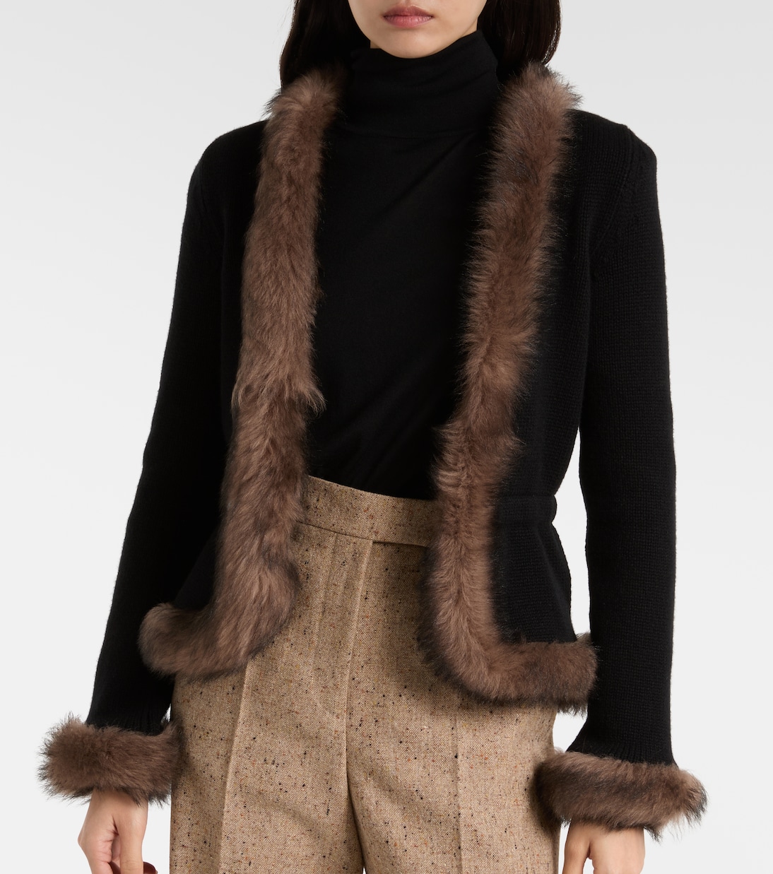 Shearling-trimmed cashmere jacket | Valentino
