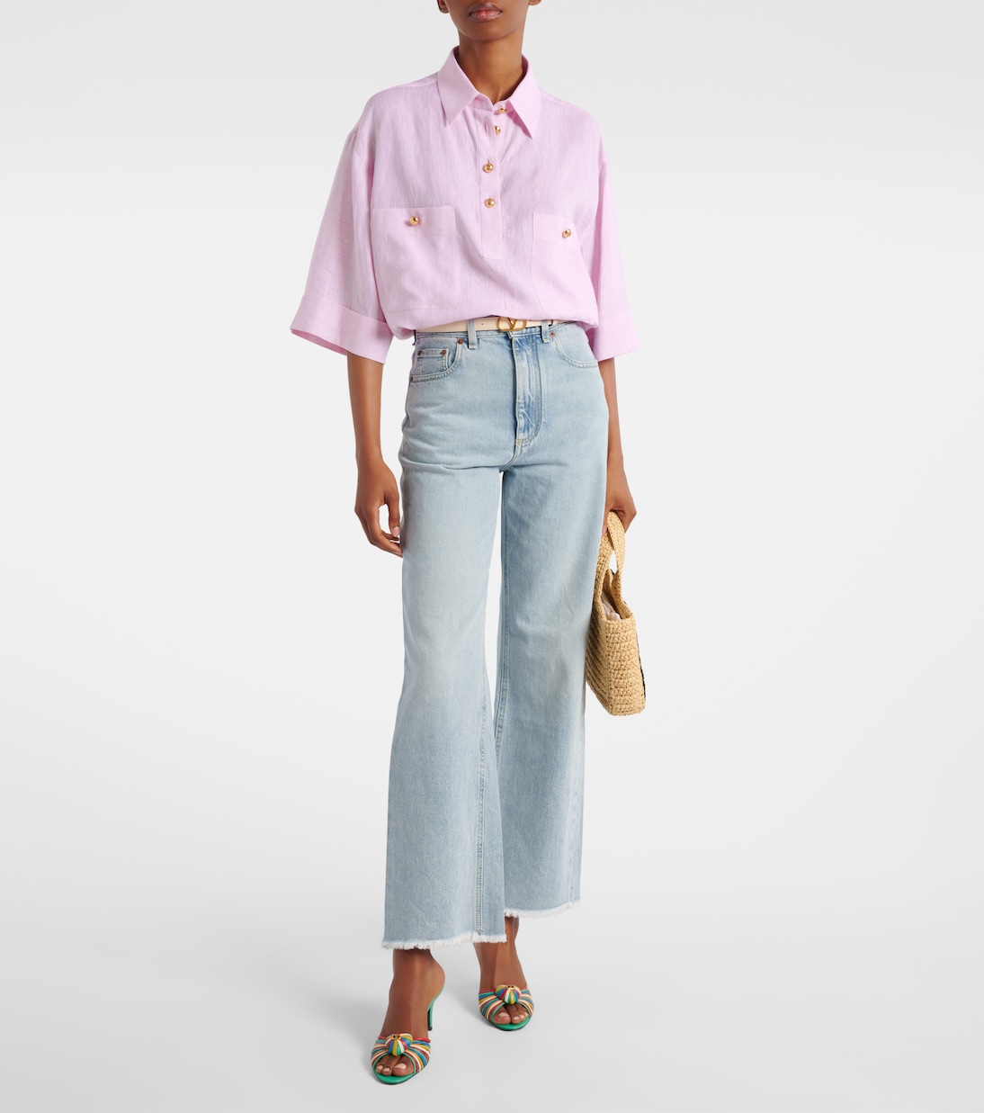 Oversize-Polohemd aus Leinen | Valentino