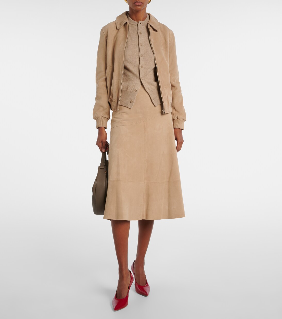 Midirock aus Veloursleder | Yves Salomon