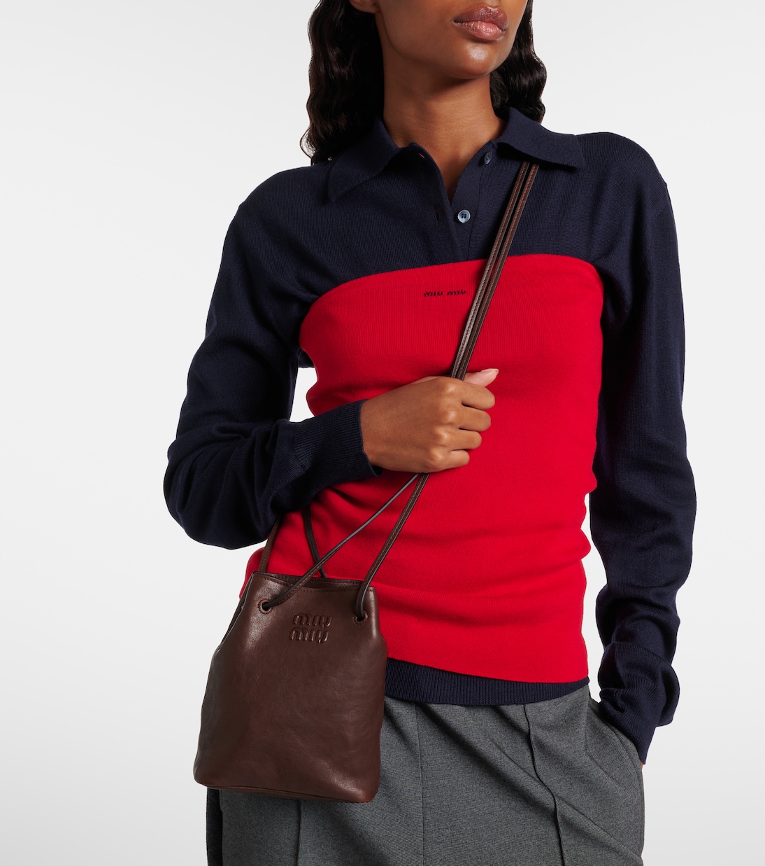 Mini leather crossbody bag | Miu Miu