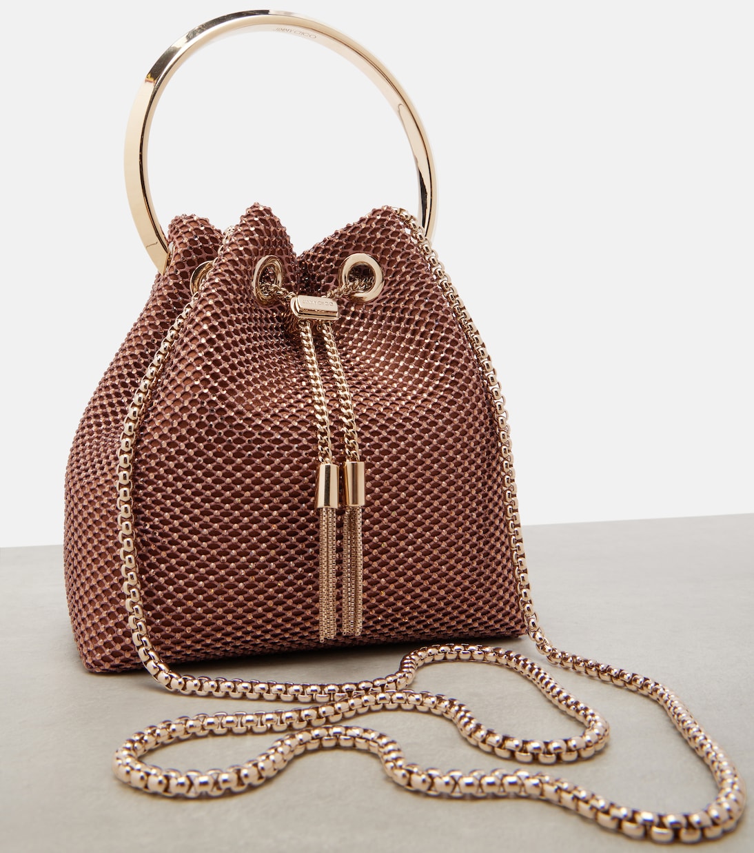 Bolso saco Bon Bon Small de satén adornado | Jimmy Choo