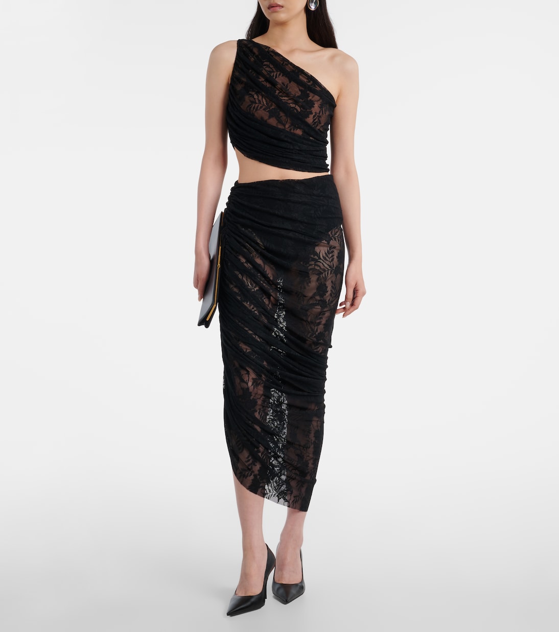 Diana asymmetric lace draped top | Norma Kamali